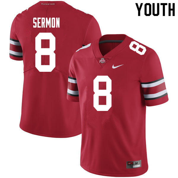 Ohio State Buckeyes Trey Sermon Youth #8 Red Authentic Stitched College Football Jersey